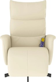 vidaXL Πολυθρόνα Μασάζ Ανακλινόμενη με Υποπόδιο Κρεμ από Συνθ. Δέρμα