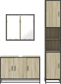 vidaXL Σετ Επίπλων Μπάνιου 3 Τεμαχίων Sonoma Δρυς Επεξεργασμένο Ξύλο