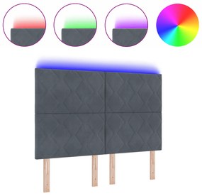 vidaXL LED Κεφαλάρι Σχεδίου Ρόμβων Σκούρο Γκρι 144 εκ Βελούδο