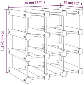 Ραφιέρα Κρασιών για 12 Μπουκάλια 36x23x36 εκ. Μασίφ Ξύλο Πεύκου - Καφέ