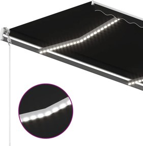 vidaXL Τέντα Συρόμενη Χειροκίνητη με LED Ανθρακί 450 x 350 εκ.