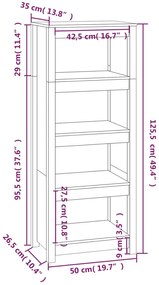 ΒΙΒΛΙΟΘΗΚΗ ΛΕΥΚΗ 50X35X125,5 ΕΚ. ΑΠΟ ΜΑΣΙΦ ΞΥΛΟ ΠΕΥΚΟΥ 821710