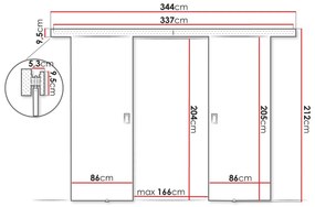 Συρόμενες πόρτες Dover 200, 46 kg, Γραφίτης, Πλαστικοποιημένη μοριοσανίδα, Γκρι, Αλουμίνιο | Epipla1.gr