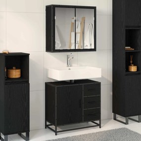 vidaXL Σετ Επίπλων Μπάνιου 2 pcs Μαύρη δρυς Επεξεργασμένο ξύλο