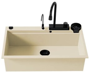 Sanitec Ultra Granite 850 Quartz Multi Ένθετος Γρανιτένιος Νεροχύτης 79Χ50cm Ocra (Black accessories)