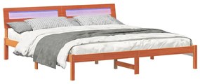 vidaXL Σκελετός Κρεβατιού με κεφαλάρι Καφέ 200 x 200 cm Μασίφ ξύλο