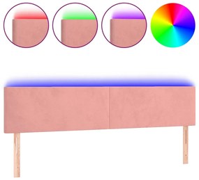 vidaXL Κεφαλάρι Κρεβατιού LED Ροζ 180x5x78/88 εκ. Βελούδινο