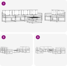 vidaXL Σειρά Καναπέ Εξωτερικού με μαξιλάρι 6 pcs Λευκό και Μπεζ