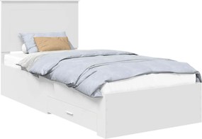 vidaXL Σκελετός Κρεβατιού Λευκό 90 x 190 cm Επεξεργασμένο ξύλο