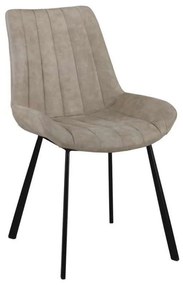 Καρέκλα Μεταλλική MATT Μαύρη/Ύφασμα Suede Μπεζ 55x61x88cm (Σετ 4 ΤΕΜ)