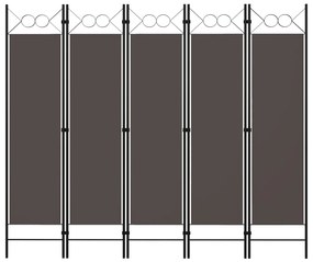 Διαχωριστικό Δωματίου με 5 Πάνελ Ανθρακί 200 x 180 εκ. - Ανθρακί