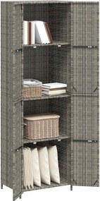 vidaXL Ντουλάπι Αποθήκευσης Κήπου Γκρι 59x40x180 εκ. από Συνθ. Ρατάν