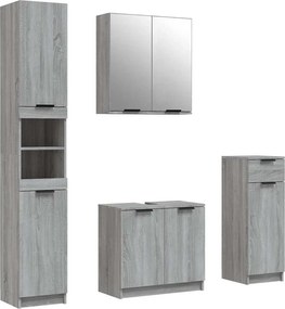 vidaXL Σετ Επίπλων Μπάνιου 4 Τεμαχίων Γκρι Sonoma Επεξεργασμένο Ξύλο