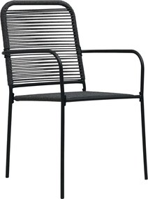 vidaXL Σετ Τραπεζαρίας Εξ. Χώρου 7 τεμ. Μαύρο Ατσάλι Βαμβακερό Σχοινί