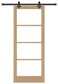 vidaXL Συρόμενη Πόρτα Καφέ 86 x 211 cm Ξύλο και μέταλλο
