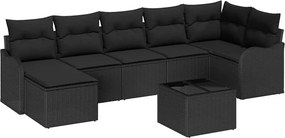 vidaXL Σετ Καναπέ Κήπου με μαξιλάρι 8 pcs Μαύρο Πολυ ράταν