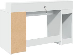 vidaXL Γραφείο με LED Λευκό 140x55x91 εκ. από Επεξεργασμένο Ξύλο