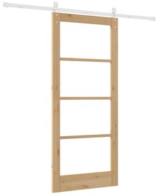 vidaXL Ολισθητή Πόρτα Χειροκίνητος Καφέ 86 x 198.5 cm Ξύλο και μέταλλο