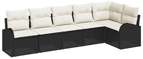 vidaXL Σετ Καναπέ Κήπου με μαξιλάρι 6 pcs Μαύρο Πολυ ράταν