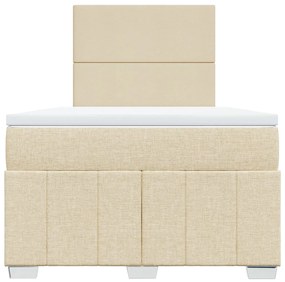 vidaXL Κρεβάτι Boxspring με Στρώμα Κρεμ 120x190 εκ. Υφασμάτινο