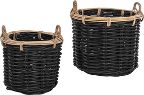ΣΕΤ 2 ΚΑΛΑΘΙΑ POTTS HM4379 ΜΑΥΡO&amp;ΦΥΣΙΚΟ ΧΡΩΜΑ- CL RATTAN Φ61+Φ45εκ.