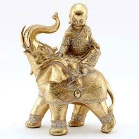 Διακοσμητικό Επιτραπέζιο Ελέφαντας Με Βούδα 014.BU0151 21x26cm Gold Κεραμικό