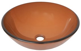 vidaXL Νιπτήρας Μπάνιου με Βρύση&amp; Βαλβίδα Πατητή από Ψημ. Γυαλί Καφέ