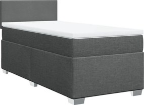 vidaXL Κρεβάτι Boxspring με Στρώμα Σκούρο Γκρι 100x200 εκ. Υφασμάτινο
