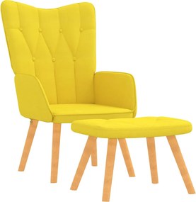 vidaXL Πολυθρόνα Relax Κίτρινη Μουσταρδί Υφασμάτινη με Σκαμπό