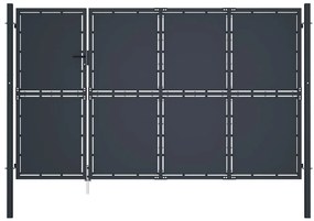 vidaXL Πόρτα Περίφραξης Κήπου Ανθρακί 350 x 150 εκ. Ατσάλινη