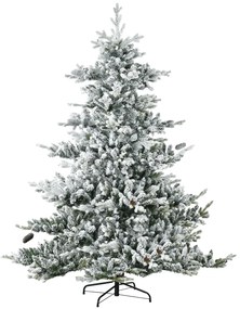 HOMCOM Χριστουγεννιάτικο Δέντρο, Τεχνητή Ελάτη, 1,80m ύψος, Πλούσιο σχήμα, Ρεαλιστική εμφάνιση, Χιονισμένα κλαδιά, Κουκουνάρια