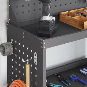 vidaXL Καρότσι εργαλείων με ράφι Μαύρο 65 x 35 x 111 εκ Κρύα χάλυβας