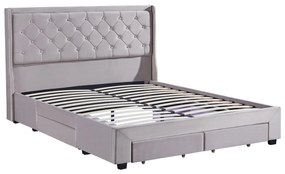 Κρεβάτι Διπλό ANNONA Ivory Βελούδο (Στρώμα 160x200cm)