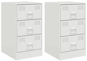 vidaXL Κομοδίνα 2 τεμ. Λευκό 34,5x39x62 εκ. από Χάλυβα
