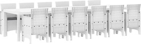 vidaXL Σέτ φαγητού για κήπο 13 pcs Λευκό Rattan Polt