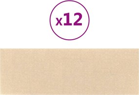 vidaXL Κεφαλάρι Τοίχου 12 τμχ. 90 x 30 cm Κρεμ ύφασμα