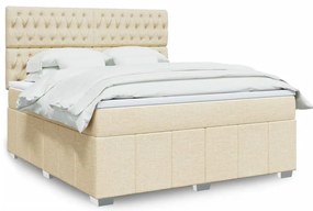 vidaXL Κρεβάτι Boxspring με Στρώμα Κρεμ 180x200 εκ. Υφασμάτινο