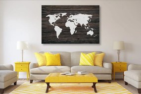 Εικόνα του παγκόσμιου χάρτη σε ξύλο - 90x60