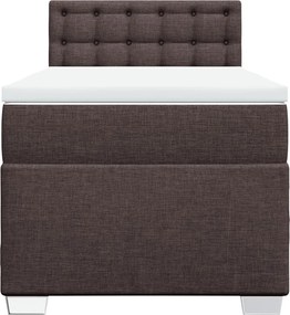 vidaXL Κρεβάτι Boxspring με Στρώμα Σκούρο Καφέ 90x200 εκ. Υφασμάτινο