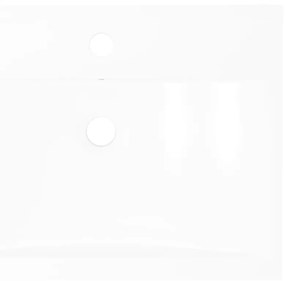 Νιπτήρας Πολυτελής Ορθογώνιος με Οπή Βρύσης Λευκός 60x46 εκ. Κεραμικός - Λευκό