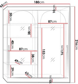 Ντουλάπα Modin συρόμενη-Mauro-Μήκος: 180 εκ.