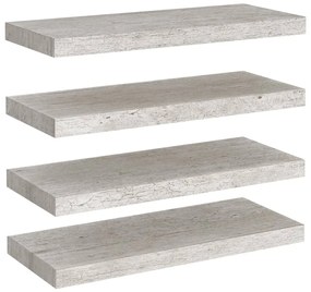 vidaXL Ράφια Τοίχου 4 τεμ. Γκρι Σκυροδέματος 60 x 23,5 x 3,8 εκ. MDF