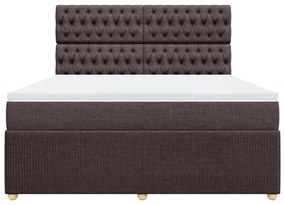 vidaXL Κρεβάτι Boxspring με Στρώμα Σκούρο Καφέ 180x200 εκ Υφασμάτινο