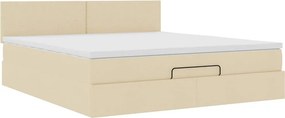 vidaXL Οθωμανικό κρεβάτι με στρώμα Cream 180x200cm ύφασμα