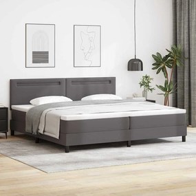 vidaXL Κρεβάτι Box Spring με Μαξιλάρι σε Γκρι, 200x200 εκ., από Συνθετικό Δέρμα.
