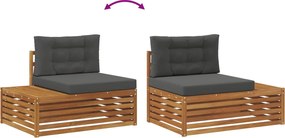 vidaXL Σειρά Καναπέ Εξωτερικού 3 Τεμάχιο Φυσικό και Ανθρακί