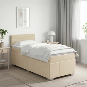 vidaXL Κρεβάτι box spring με στρώμα Κρεμ 100 x 200 cm Ύφασμα