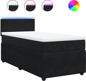 vidaXL Κρεβάτι Boxspring με Στρώμα Μαύρο 90x190 εκ. Βελούδινο