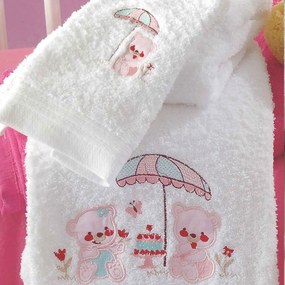Πετσέτες Παιδικές Σετ Cake White - Pink Ρυθμός 2τμχ Towels Set 100% Cotton
