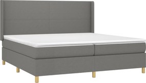 vidaXL Κρεβάτι Boxspring με Στρώμα Σκούρο Γκρι 200x200 εκ. Υφασμάτινο